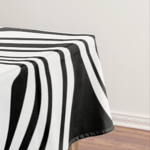 Abstract Warped Black & White Lines - Customizable Tablecloth