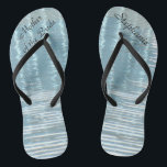 Abstract Water Mother of Bride Name Wedding Blue Flip Flops<br><div class="desc">These personalized, comfortable Mother of the Bride Flip Flops are a simple, elegant, and chic gift for members of the Bridal Party - Bride, Bridesmaid, Maid of Honour ... They will add to the festivities of your wedding day, bachelorette party, or other celebration. Great by the beach! Easy to customize...</div>
