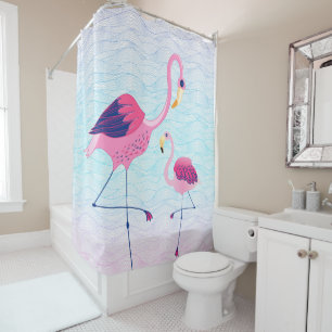 Abstract Water Waves With Pink Flamingos