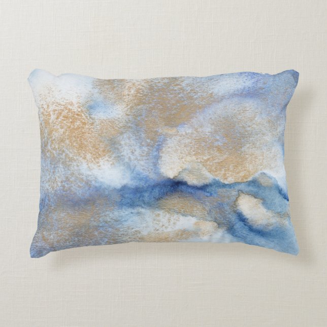 Abstract Watercolor and Gold Painting  Accent Pillow (Front)