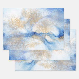 Abstract Watercolor and Gold  Wrapping Paper Sheet