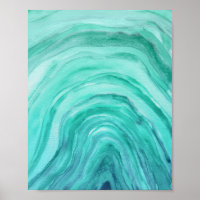 Abstract Watercolor Art Aqua Green Agate