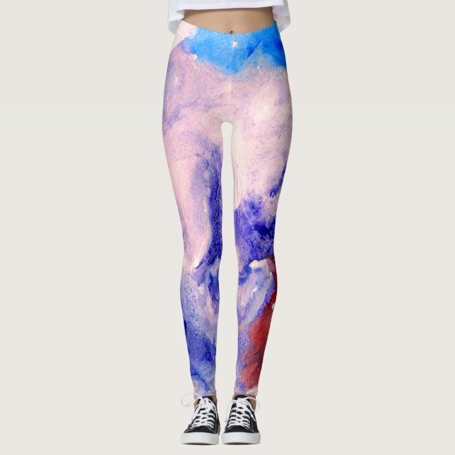 Abstract Watercolor Art Leggings (Front)
