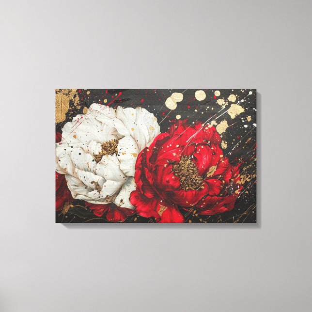 Abstract Watercolor Art with Animals, Flowers Canvas Print (Front)