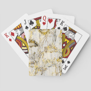 Abstract watercolor background: dandelion, juniper playing cards