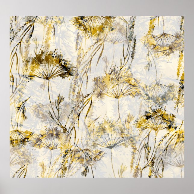 Abstract watercolor background: dandelion, juniper poster (Front)