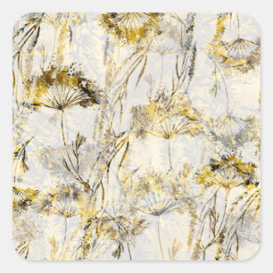 Abstract watercolor background: dandelion, juniper square sticker