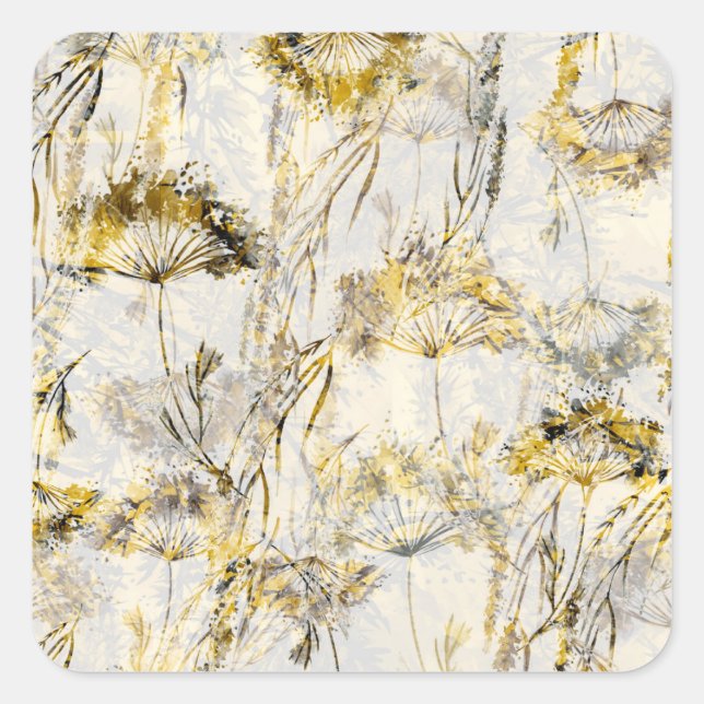 Abstract watercolor background: dandelion, juniper square sticker (Front)