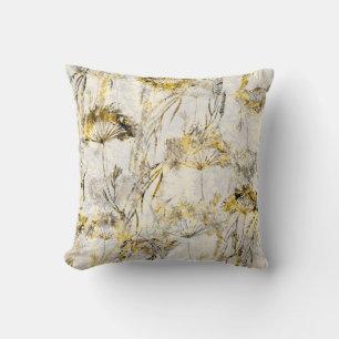 Abstract watercolor background: dandelion, juniper throw pillow