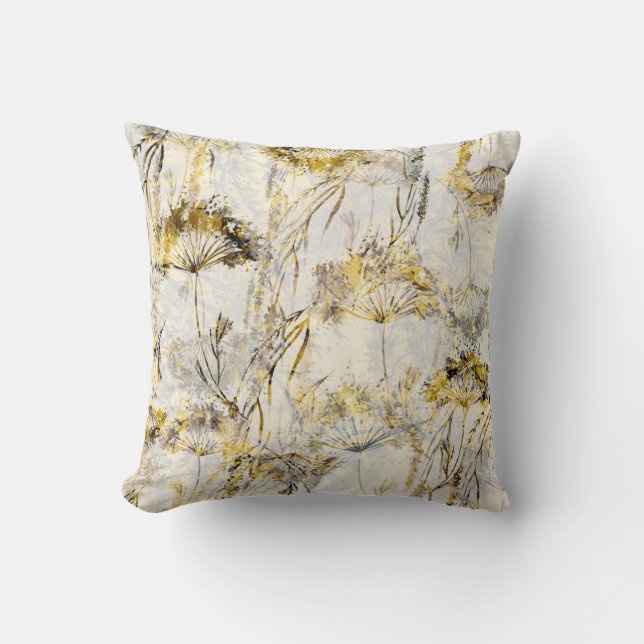 Abstract watercolor background: dandelion, juniper throw pillow (Front)