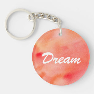 Abstract Watercolor Background - Orange Keychain