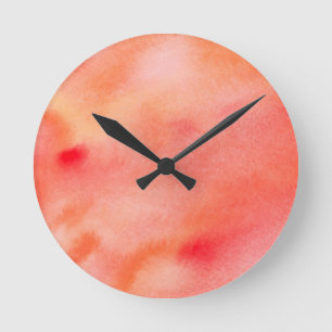 Abstract Watercolor Background - Orange Round Clock