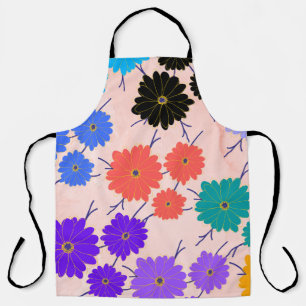 Abstract watercolor background with flowers design apron