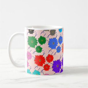 Abstract watercolor background with flowers design coffee mug