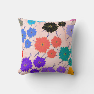 Abstract watercolor background with flowers design throw pillow