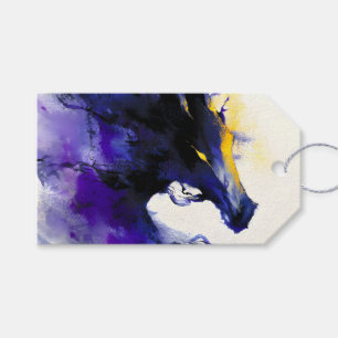 Abstract Watercolor Black Horse Portrait Gift Tags