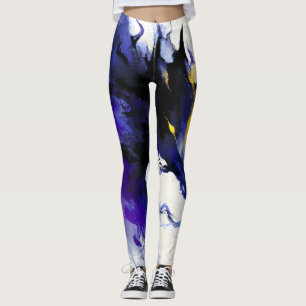Abstract Watercolor Black Horse Portrait Leggings