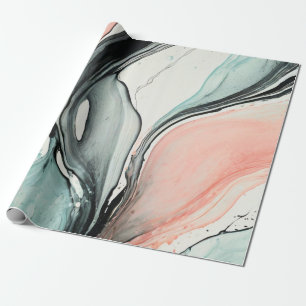 Abstract Watercolor Black Line Wrapping Paper