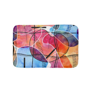 Abstract Watercolor Black White Pattern Bath Mat