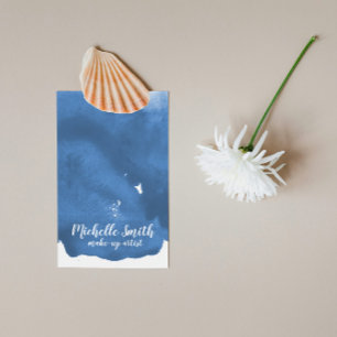 Abstract watercolor blue colour splash brush strok business card