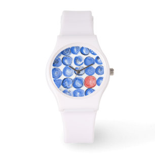 Abstract Watercolor Blue Dots Watch