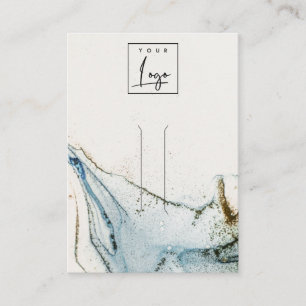 Abstract Watercolor Blue Gold Logo Hairclip Holder Business Card