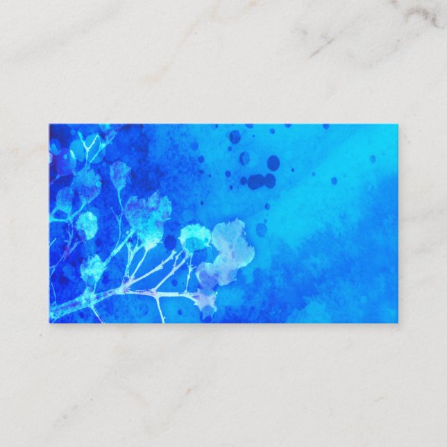 abstract watercolor blue paint splatter design business card (Front)