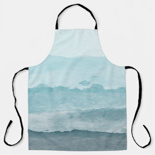 Abstract watercolor blue sea apron