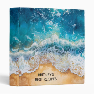 Abstract watercolor blue sea binder