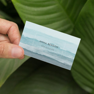 Abstract watercolor blue sea business card