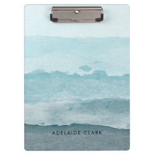 Abstract watercolor blue sea clipboard