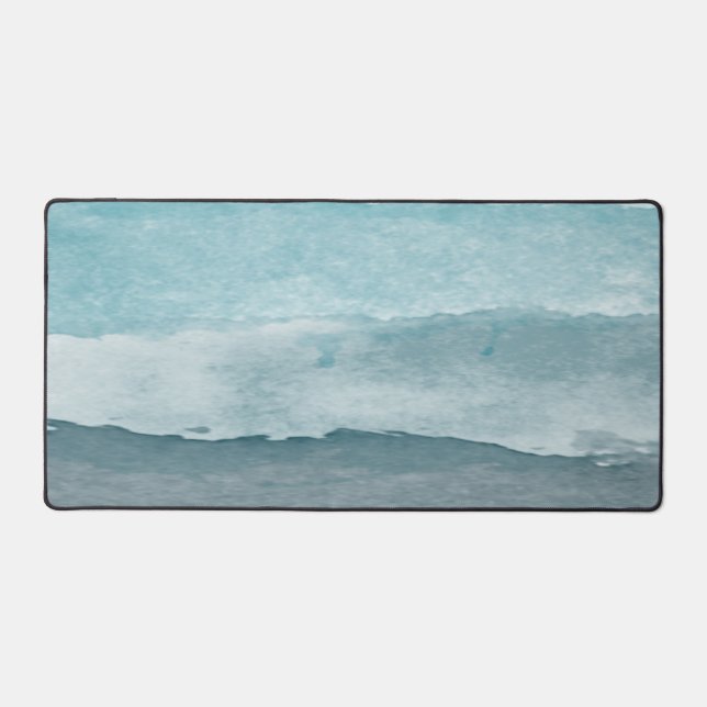 Abstract watercolor blue sea desk mat (Front)