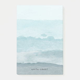 Abstract watercolor blue sea post-it notes