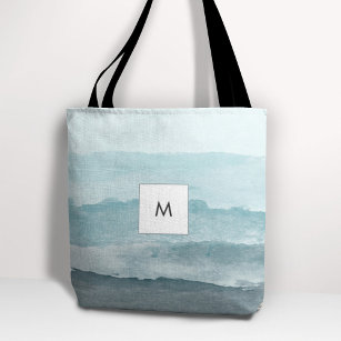 Abstract watercolor blue sea tote bag