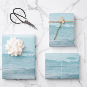 Abstract watercolor blue sea wrapping paper sheet