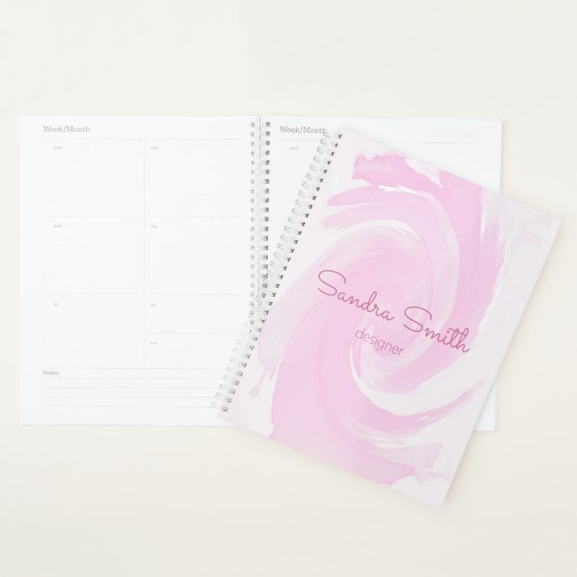 Abstract Watercolor Brush Strokes Pink Planner (Display)