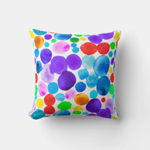 Abstract Watercolor bubbles in Rainbow Colours Throw Pillow