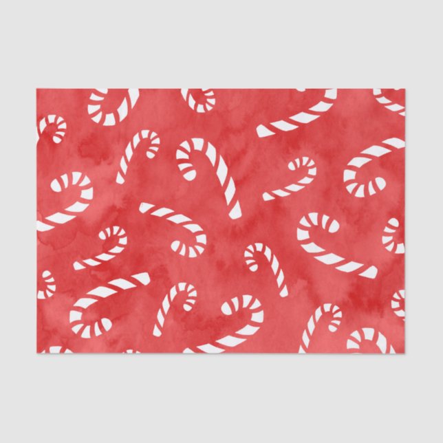 Abstract Watercolor Candy Cane Pattern    Tissue Paper (Front)