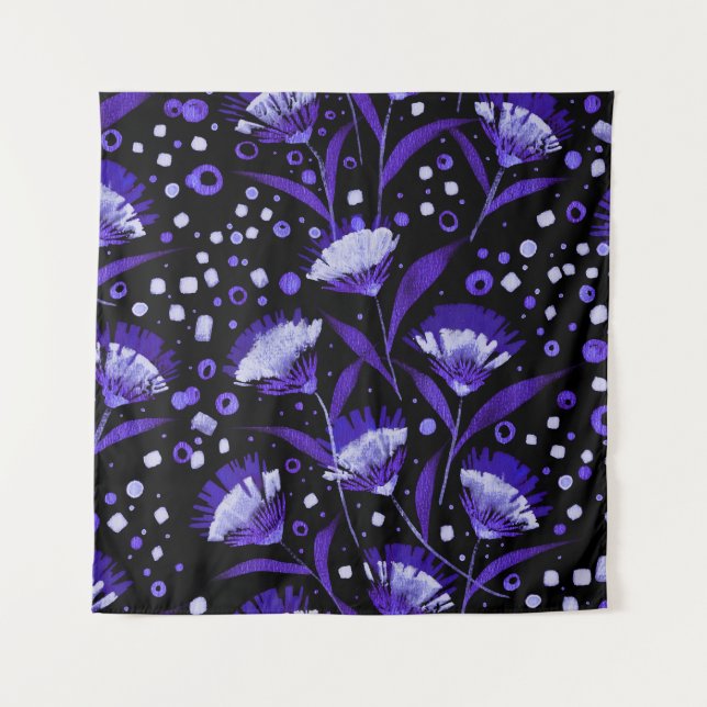 Abstract Watercolor Carnation Flowers Pattern Tapestry (Front)