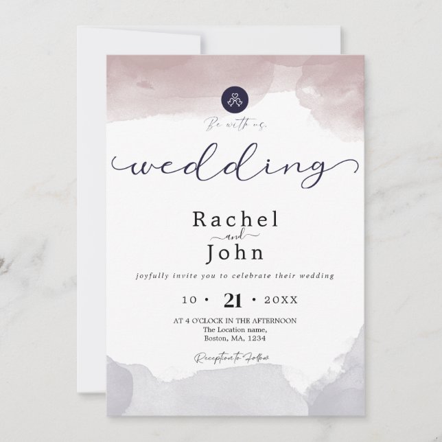 Abstract Watercolor Casual Wedding Invitation (Front)