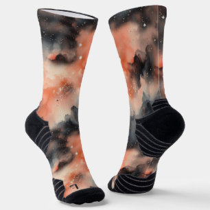 Abstract Watercolor Celestial Symphony Socks