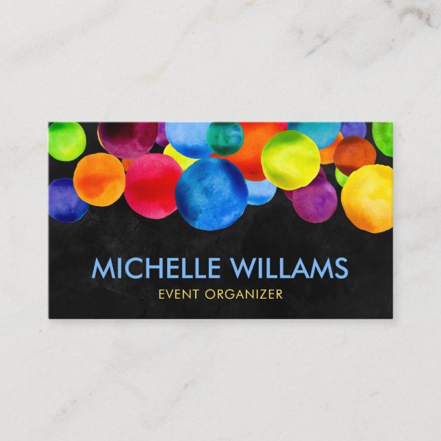 Abstract Watercolor Circles Business Card (Front)