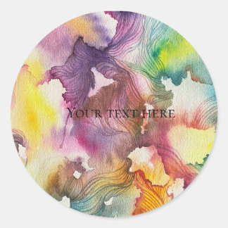 Abstract Watercolor Classic Round Sticker