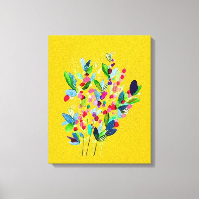 Abstract watercolor colourful floral canvas print (Front)