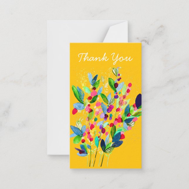 Abstract watercolor colourful floral card (Front)