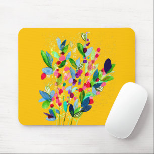 Abstract watercolor colourful floral mouse pad