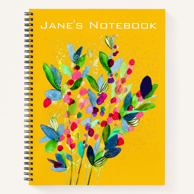 Abstract watercolor colourful floral notebook (Front)