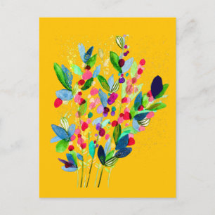 Abstract watercolor colourful floral postcard
