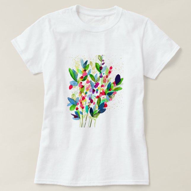 Abstract watercolor colourful floral T-Shirt (Design Front)