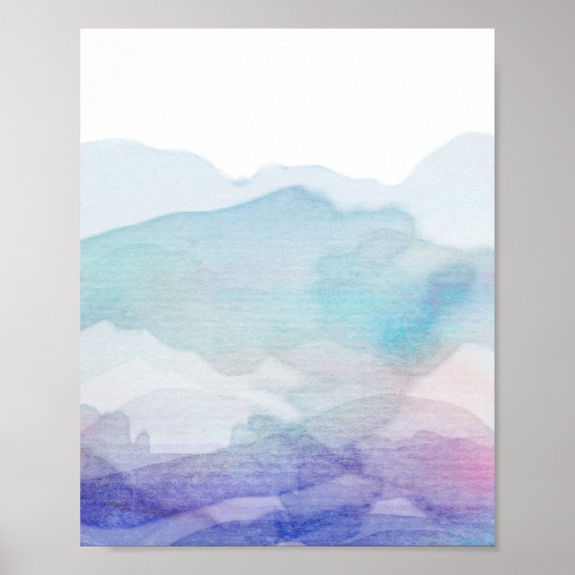 abstract watercolor design blue and purple poster (Front)